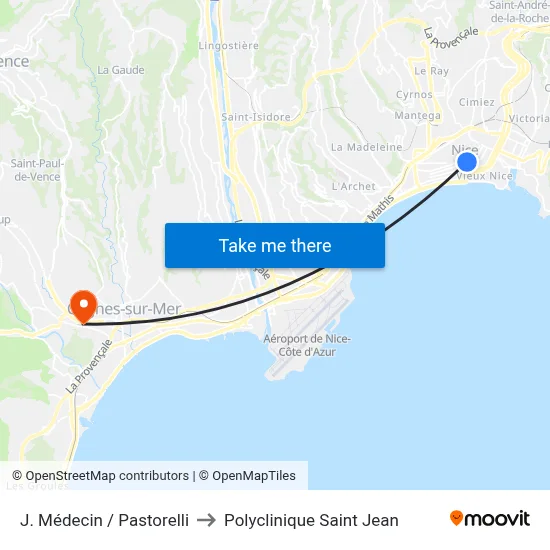 J. Médecin / Pastorelli to Polyclinique Saint Jean map