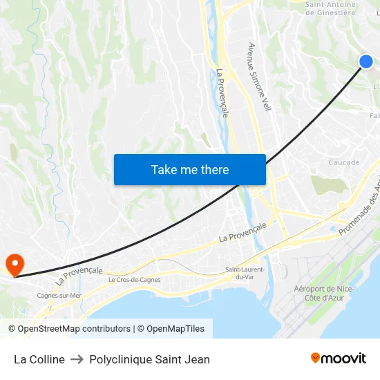 La Colline to Polyclinique Saint Jean map
