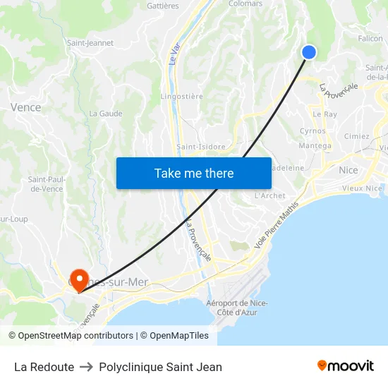 La Redoute to Polyclinique Saint Jean map