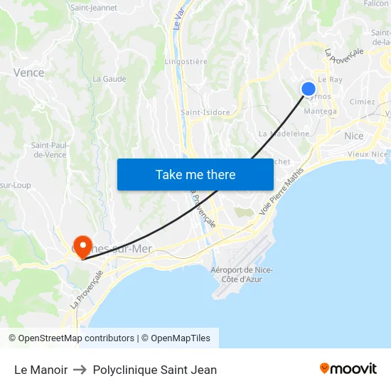 Le Manoir to Polyclinique Saint Jean map
