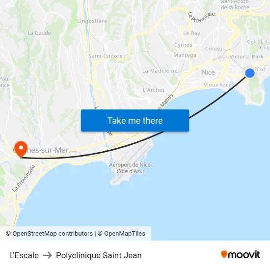 L'Escale to Polyclinique Saint Jean map