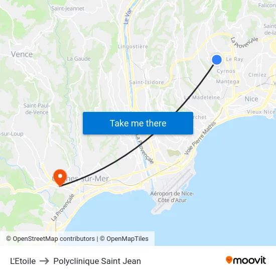L'Etoile to Polyclinique Saint Jean map