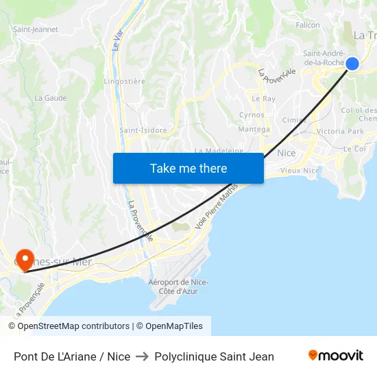 Pont De L'Ariane / Nice to Polyclinique Saint Jean map