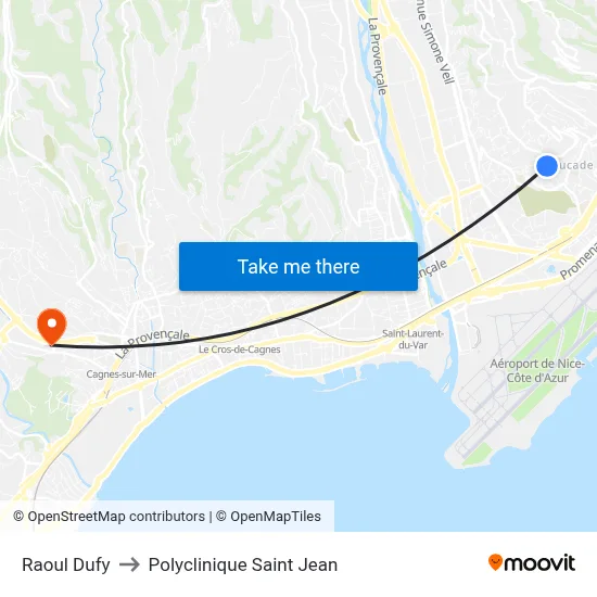 Raoul Dufy to Polyclinique Saint Jean map