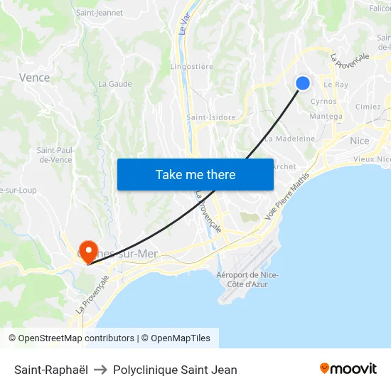 Saint-Raphaël to Polyclinique Saint Jean map