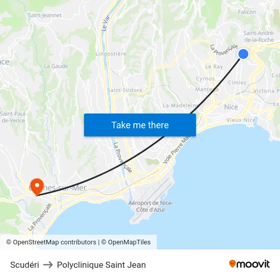 Scudéri to Polyclinique Saint Jean map
