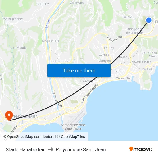 Stade Hairabedian to Polyclinique Saint Jean map