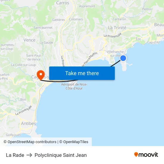 La Rade to Polyclinique Saint Jean map