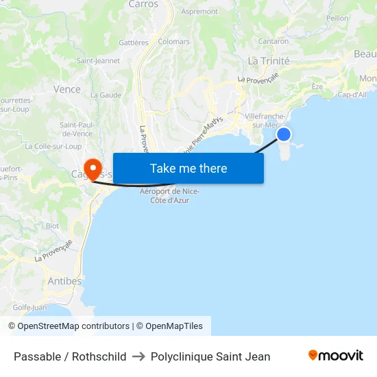 Passable / Rothschild to Polyclinique Saint Jean map