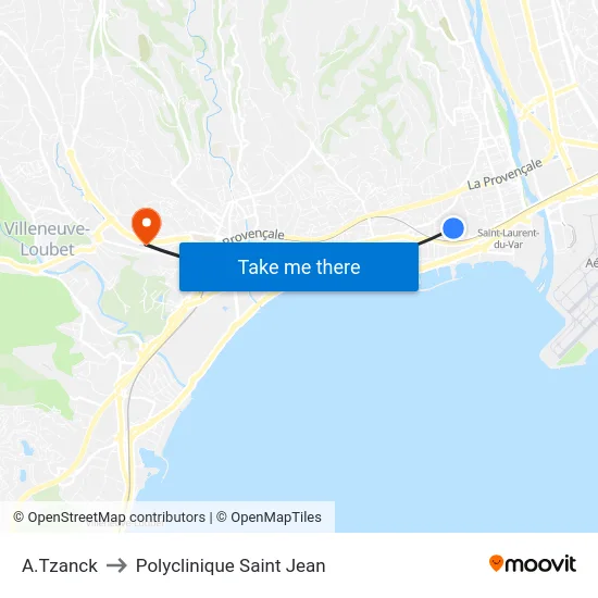 A.Tzanck to Polyclinique Saint Jean map