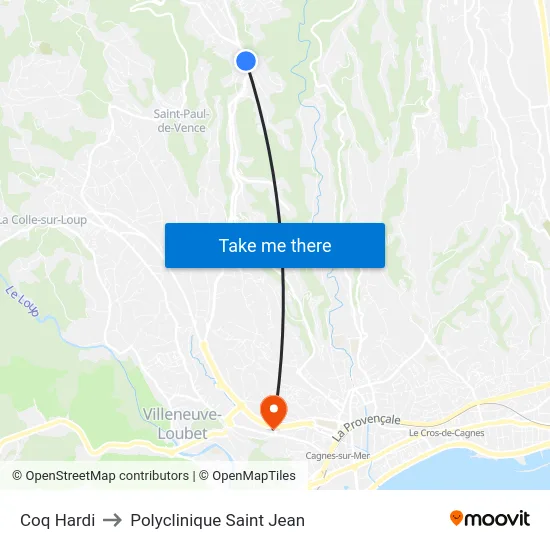 Coq Hardi to Polyclinique Saint Jean map