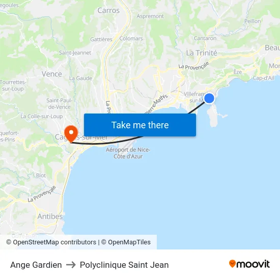 Ange Gardien to Polyclinique Saint Jean map