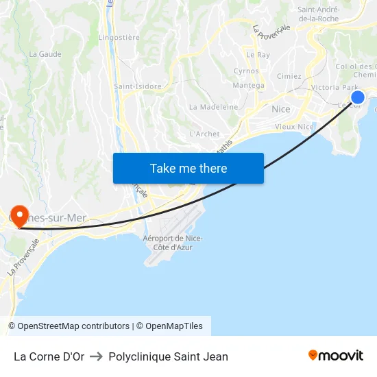 La Corne D'Or to Polyclinique Saint Jean map