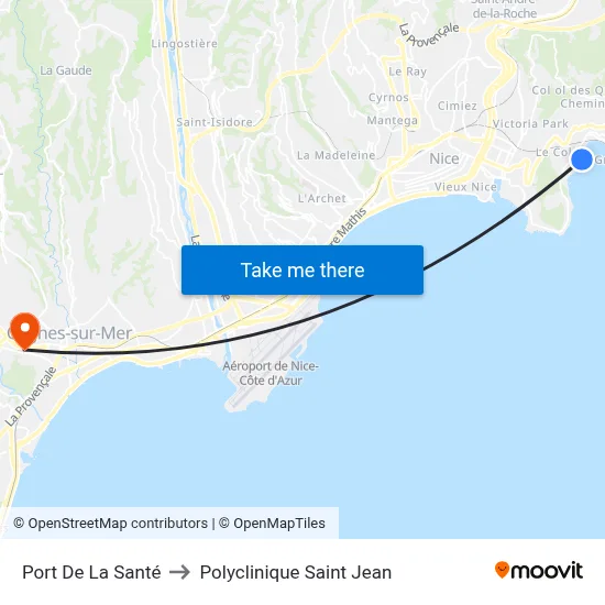 Port De La Santé to Polyclinique Saint Jean map