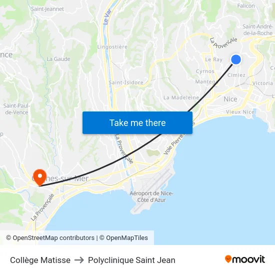 Collège Matisse to Polyclinique Saint Jean map