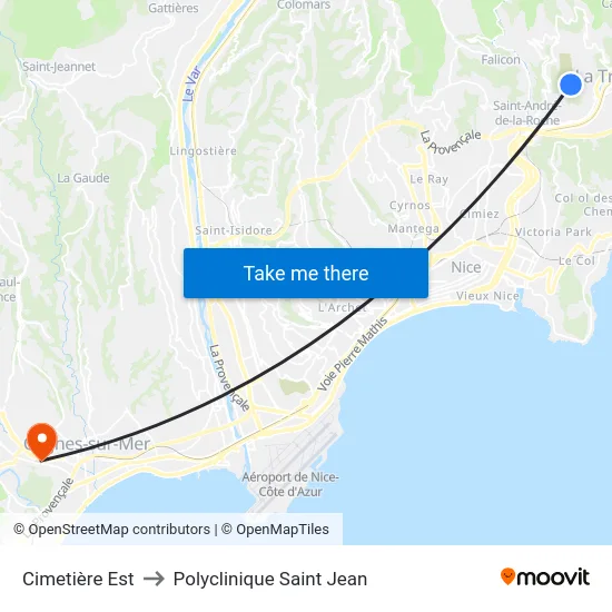 Cimetière Est to Polyclinique Saint Jean map