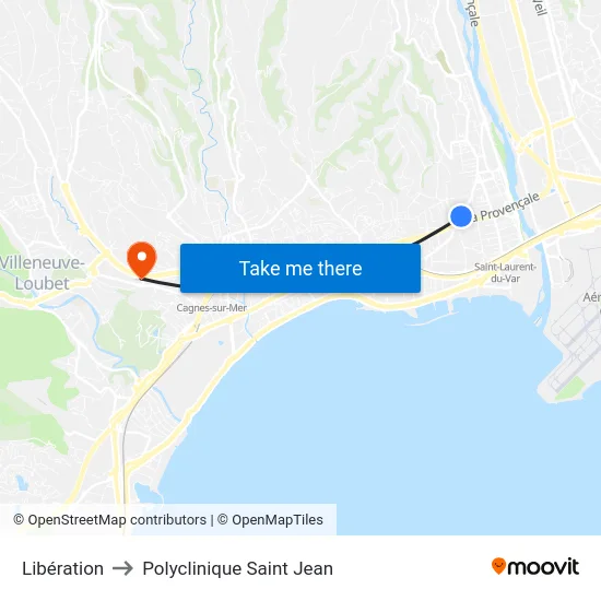 Libération to Polyclinique Saint Jean map