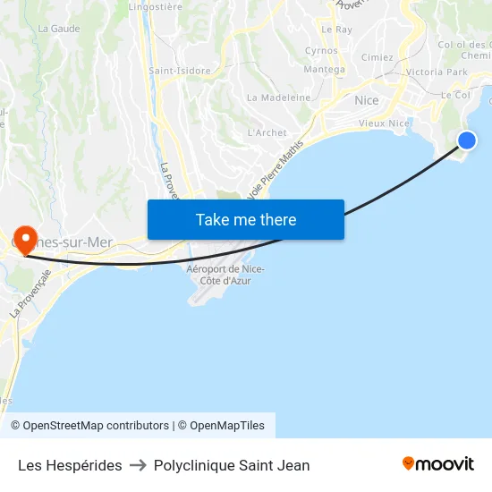 Les Hespérides to Polyclinique Saint Jean map