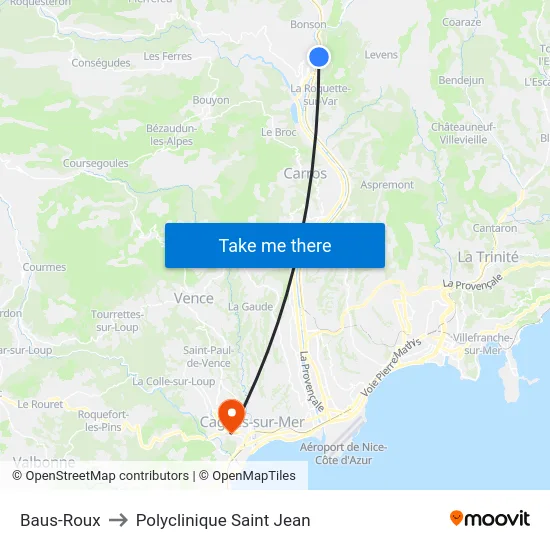 Baus-Roux to Polyclinique Saint Jean map