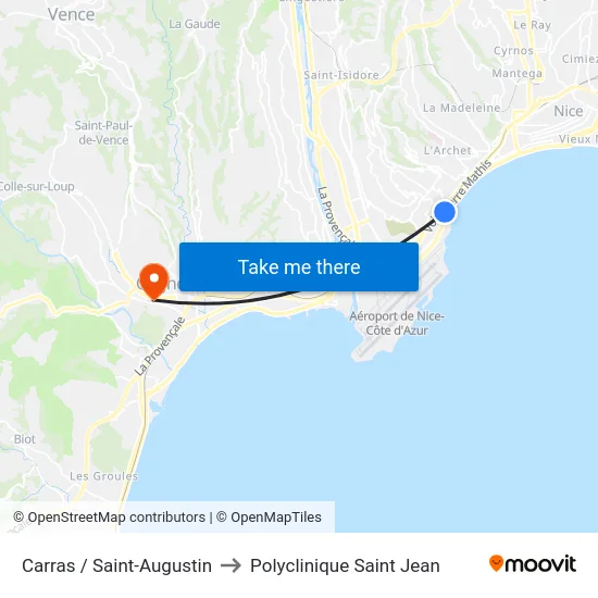Carras / Saint-Augustin to Polyclinique Saint Jean map
