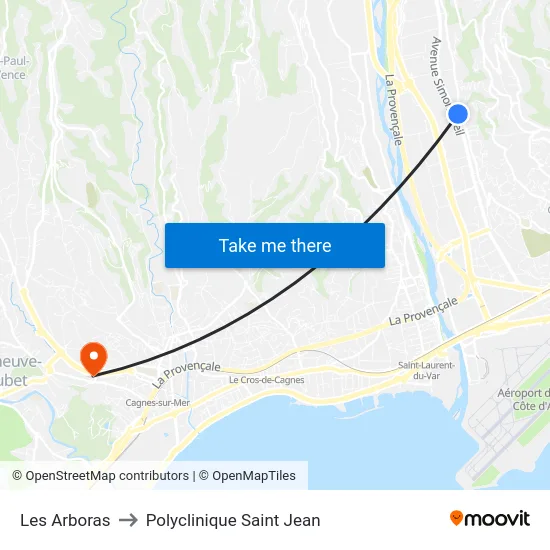 Les Arboras to Polyclinique Saint Jean map