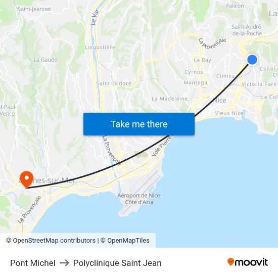 Pont Michel to Polyclinique Saint Jean map