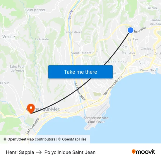 Henri Sappia to Polyclinique Saint Jean map