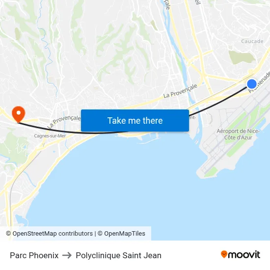 Parc Phoenix to Polyclinique Saint Jean map