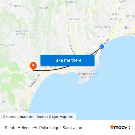 Sainte-Hélène to Polyclinique Saint Jean map