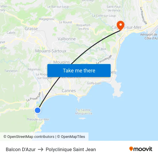 Balcon D'Azur to Polyclinique Saint Jean map