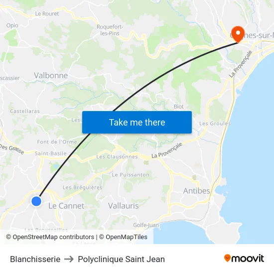 Blanchisserie to Polyclinique Saint Jean map