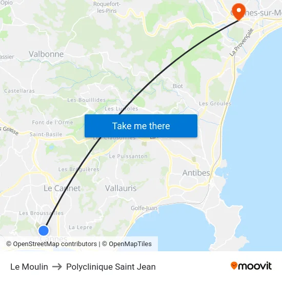 Le Moulin to Polyclinique Saint Jean map