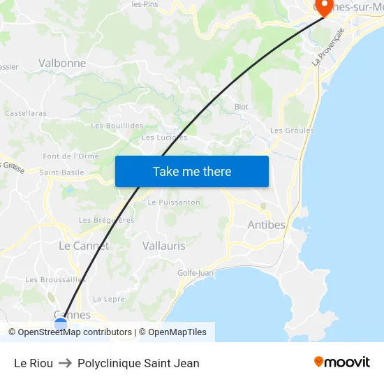 Le Riou to Polyclinique Saint Jean map