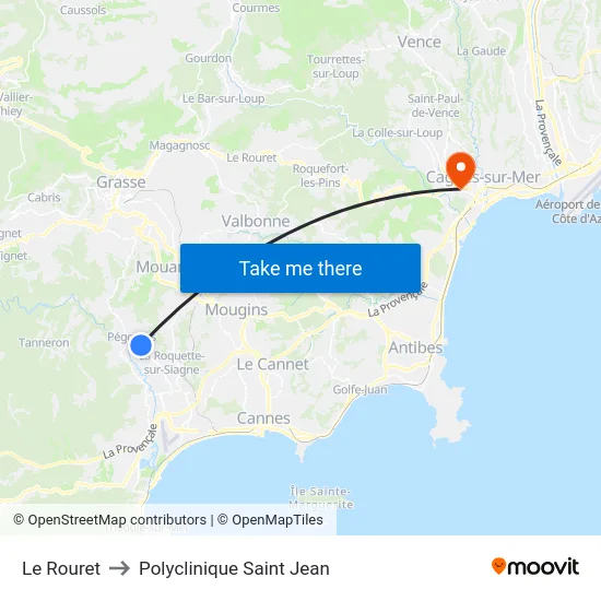 Le Rouret to Polyclinique Saint Jean map