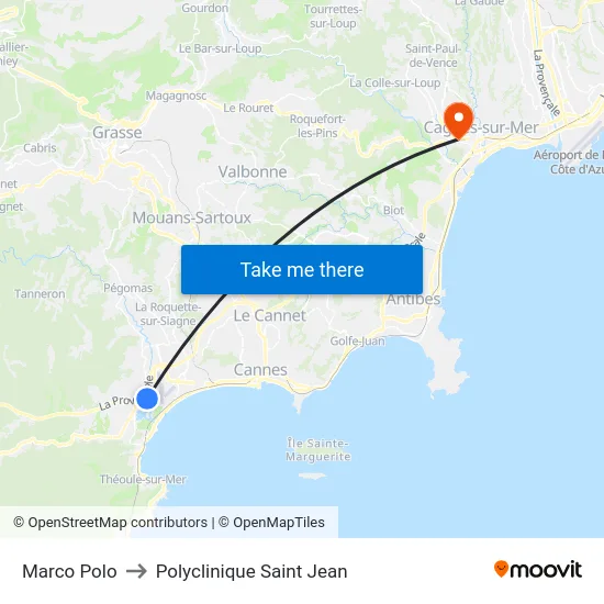 Marco Polo to Polyclinique Saint Jean map