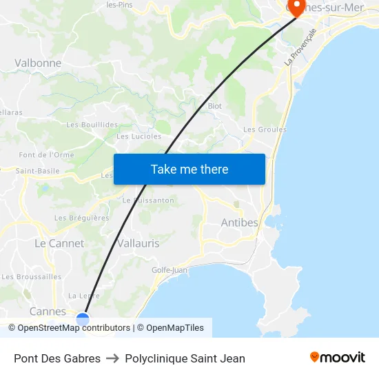 Pont Des Gabres to Polyclinique Saint Jean map