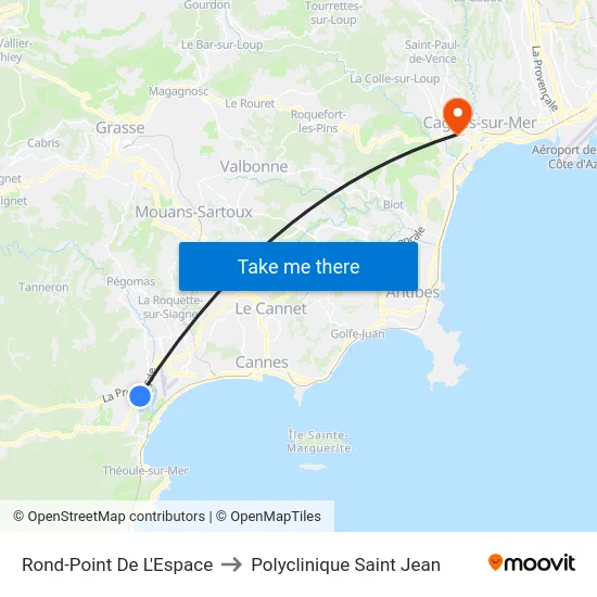 Rond Point De L'Espace to Polyclinique Saint Jean map