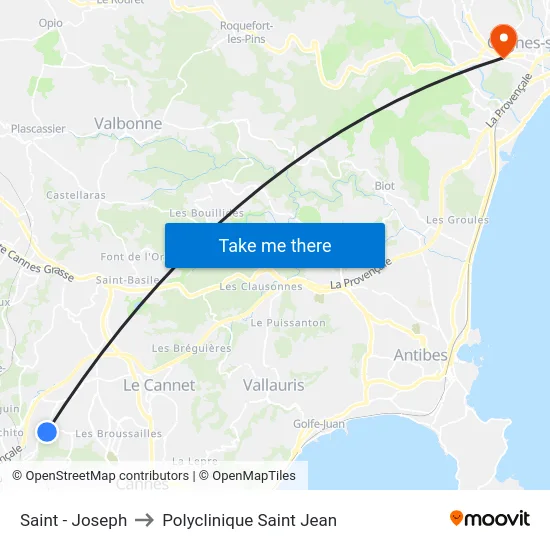 Saint - Joseph to Polyclinique Saint Jean map