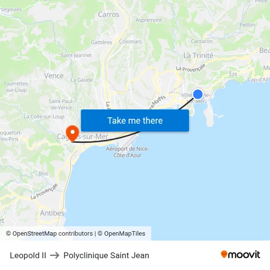 Leopold II to Polyclinique Saint Jean map