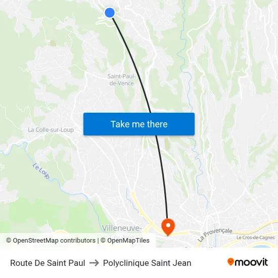 Route De Saint Paul to Polyclinique Saint Jean map