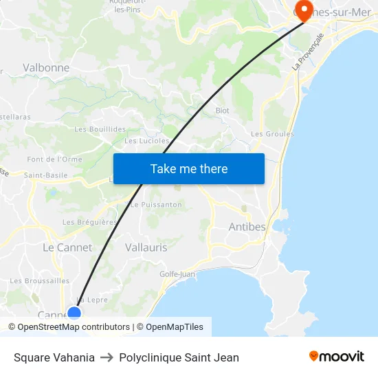 Square Vahania to Polyclinique Saint Jean map