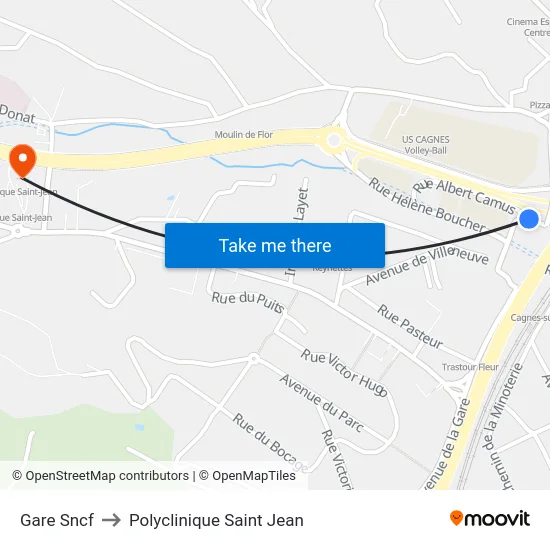 Gare Sncf to Polyclinique Saint Jean map