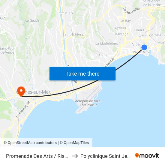Promenade Des Arts / Risso to Polyclinique Saint Jean map