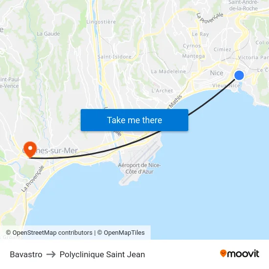Bavastro to Polyclinique Saint Jean map