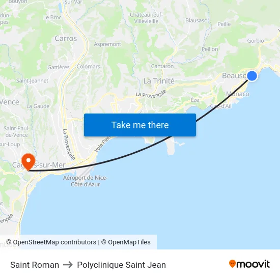 Saint Roman to Polyclinique Saint Jean map