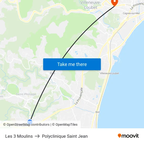 Les 3 Moulins to Polyclinique Saint Jean map