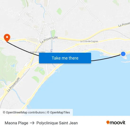 Maona Plage to Polyclinique Saint Jean map