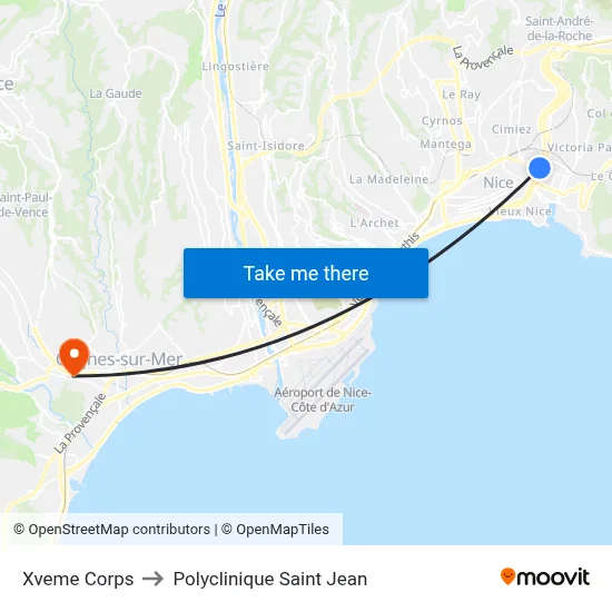 Xveme Corps to Polyclinique Saint Jean map