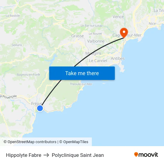 Hippolyte Fabre to Polyclinique Saint Jean map