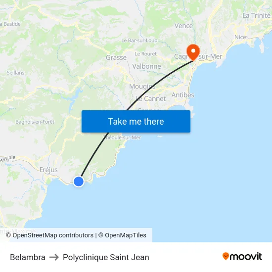 Belambra to Polyclinique Saint Jean map